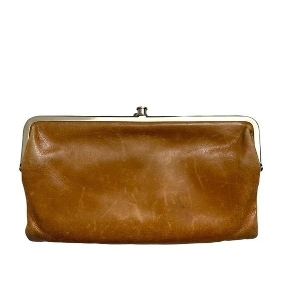 Hobo Weathered Leather Light Brown Clutch Wallet
